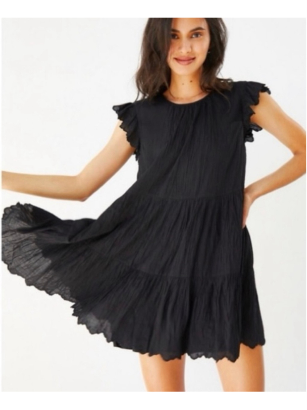 Wilfred Sidonie Dress Women’s S Black Tiered Ruffle Mini Dress Aritzia